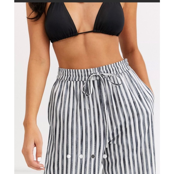 Glamorous NWT Exclusive beach pants in gray stripe - Picture 3 of 3